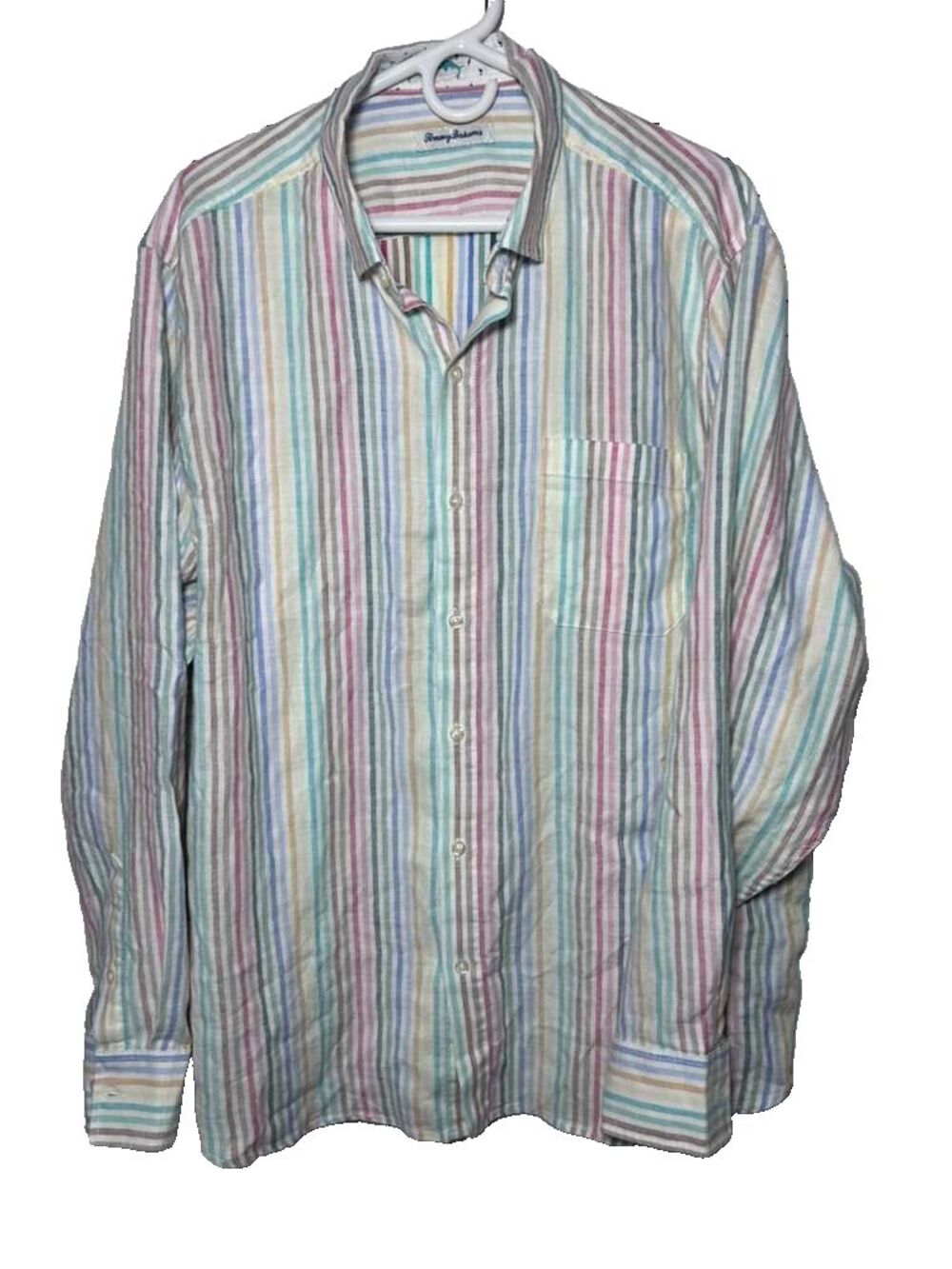 Tommy Bahama Button Down Shirt Men's XL Jaipur Stripes Linen Long Sleeves